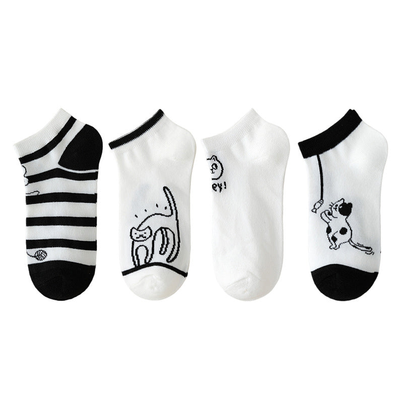 Lot De 4 Paires De Chaussettes À Imprimé Chat