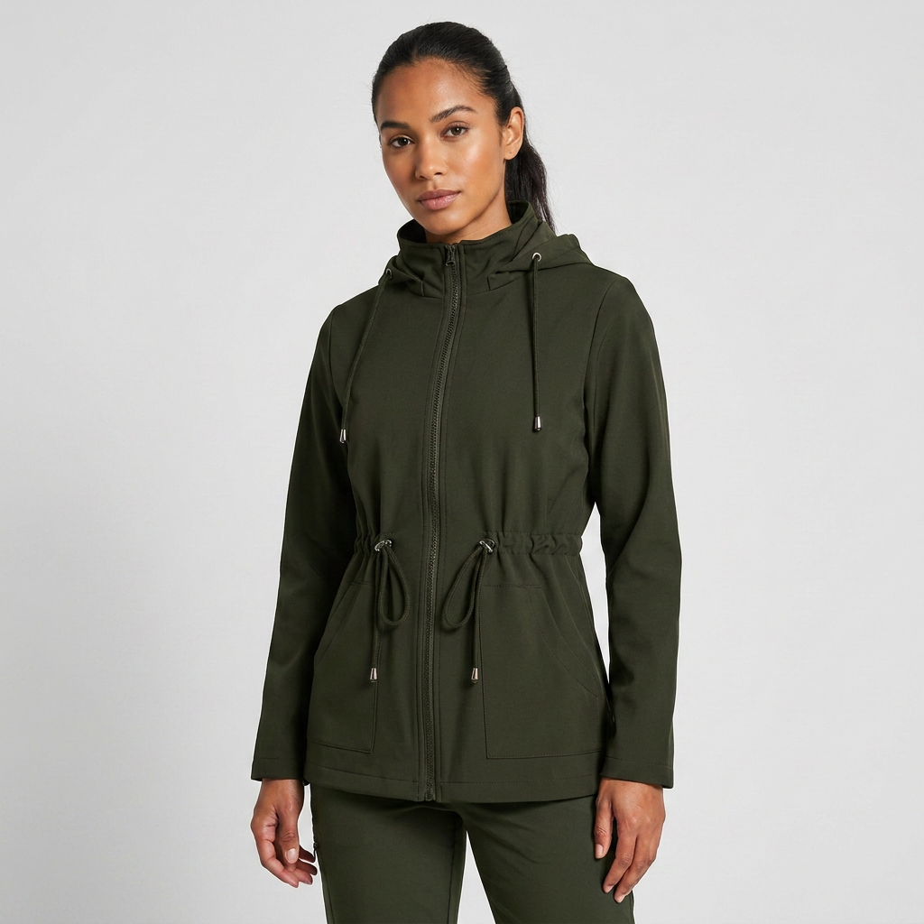 Qing - Veste à Capuche Zippée avec Cordon de Serrage