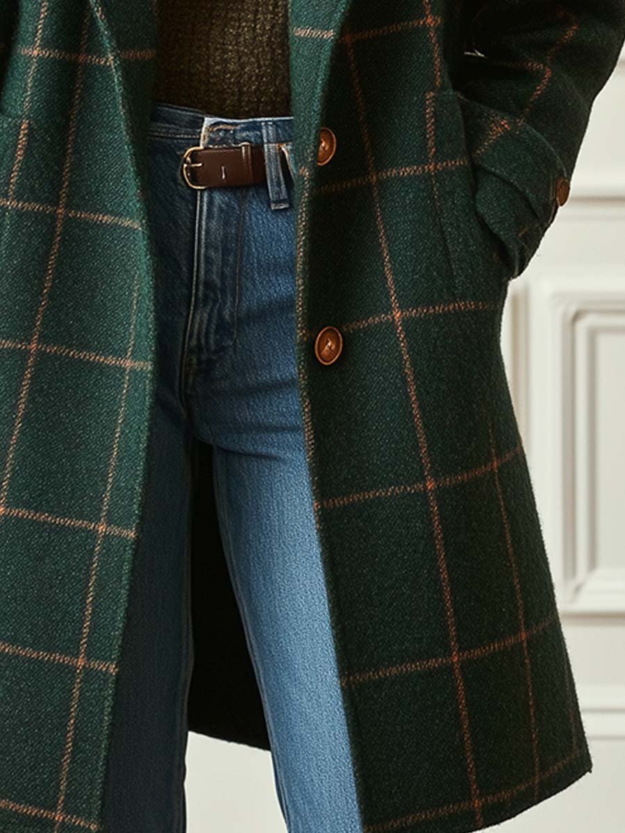 Manteau à carreaux en laine Jennifer