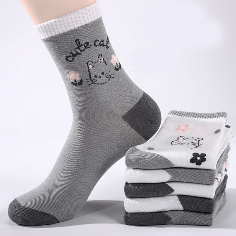 Lot De 5 Paires De Chaussettes À Imprimé Chat