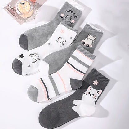 Lot De 5 Paires De Chaussettes À Imprimé Chat