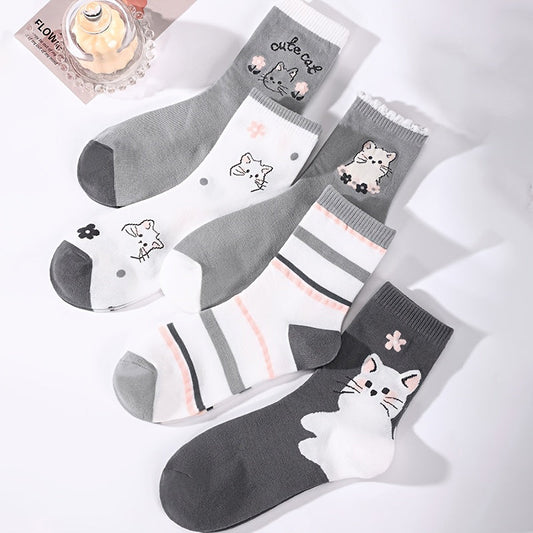 Lot De 5 Paires De Chaussettes À Imprimé Chat