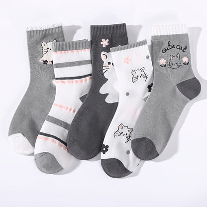 Lot De 5 Paires De Chaussettes À Imprimé Chat