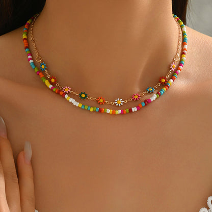 Collier Bohème En Perles Colorées