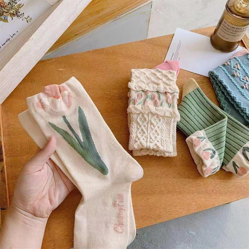 Chaussettes Fleuries Décontractées