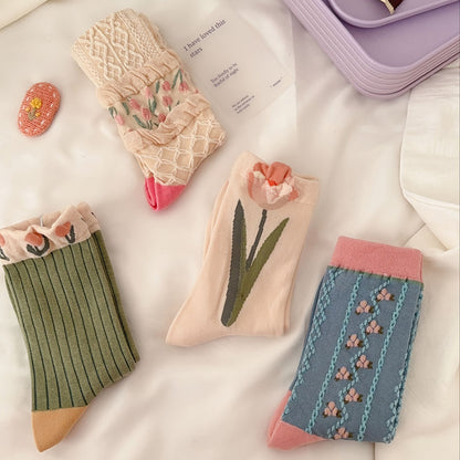 Chaussettes Fleuries Décontractées