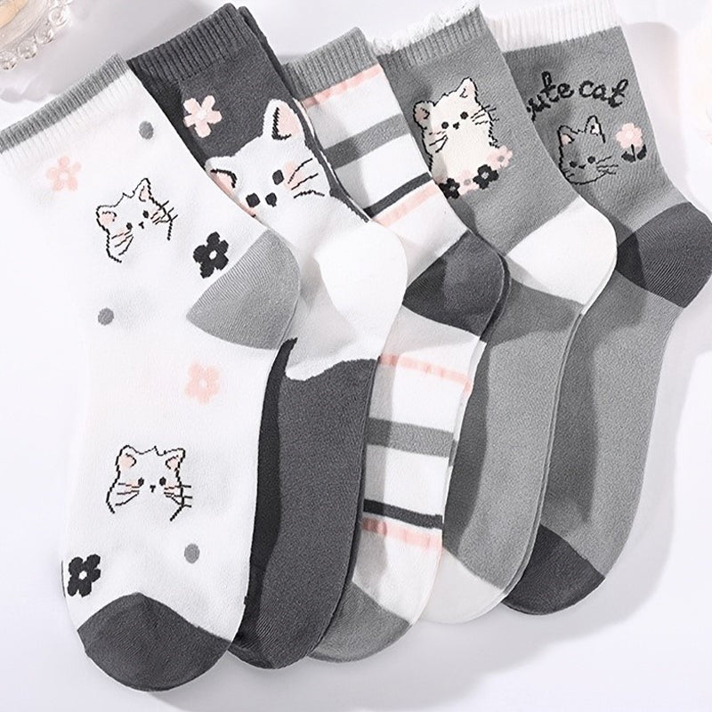 Lot De 5 Paires De Chaussettes À Imprimé Chat