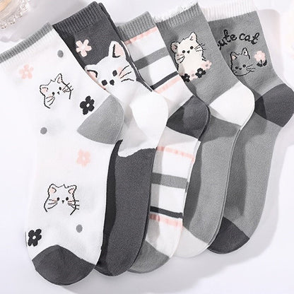 Lot De 5 Paires De Chaussettes À Imprimé Chat