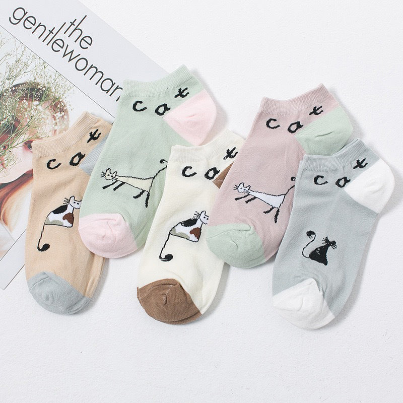 Lot De 5 Paires De Chaussettes À Imprimé Chat