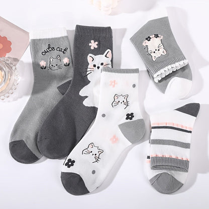 Lot De 5 Paires De Chaussettes À Imprimé Chat