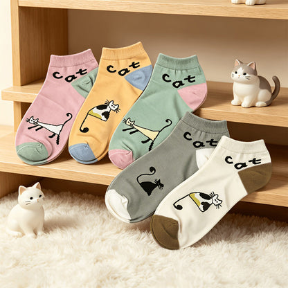 Lot De 5 Paires De Chaussettes À Imprimé Chat