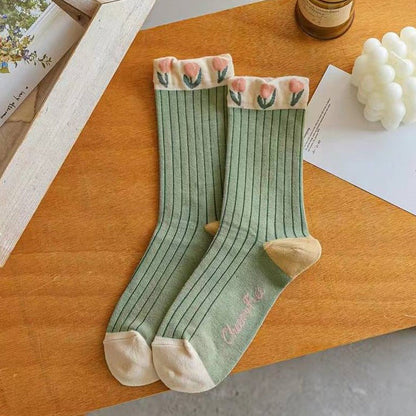 Chaussettes Fleuries Décontractées
