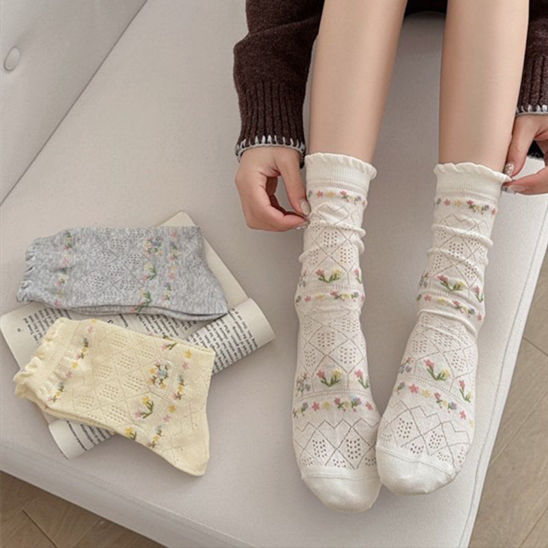 Chaussettes Fleuries Décontractées