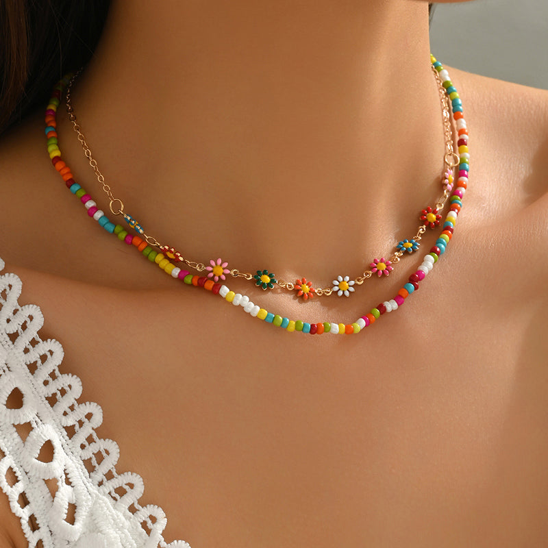 Collier Bohème En Perles Colorées