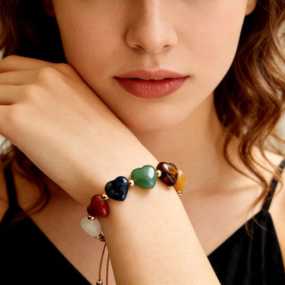 Bracelet Tressé Cœurs Colorés