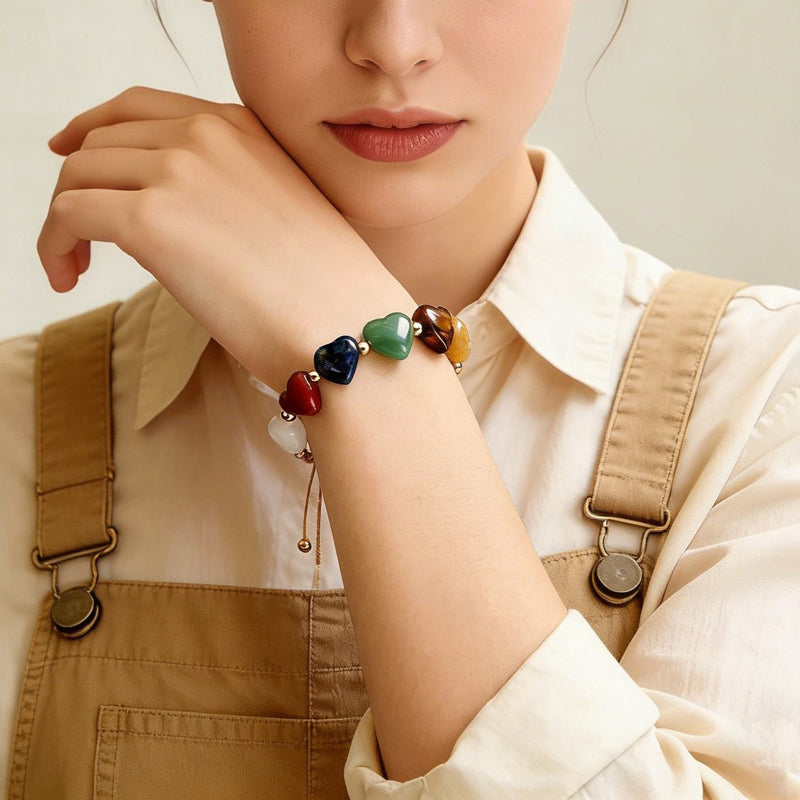Bracelet Tressé Cœurs Colorés