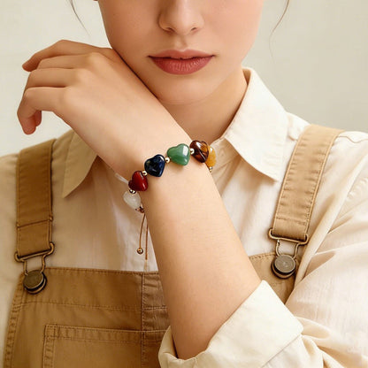 Bracelet Tressé Cœurs Colorés