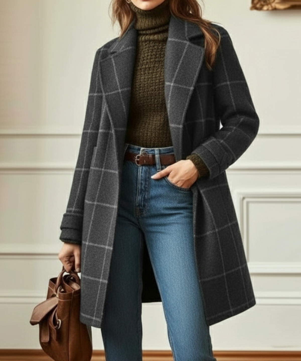Manteau à carreaux en laine Jennifer