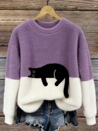 Christine | Pull oversize à imprimé chat