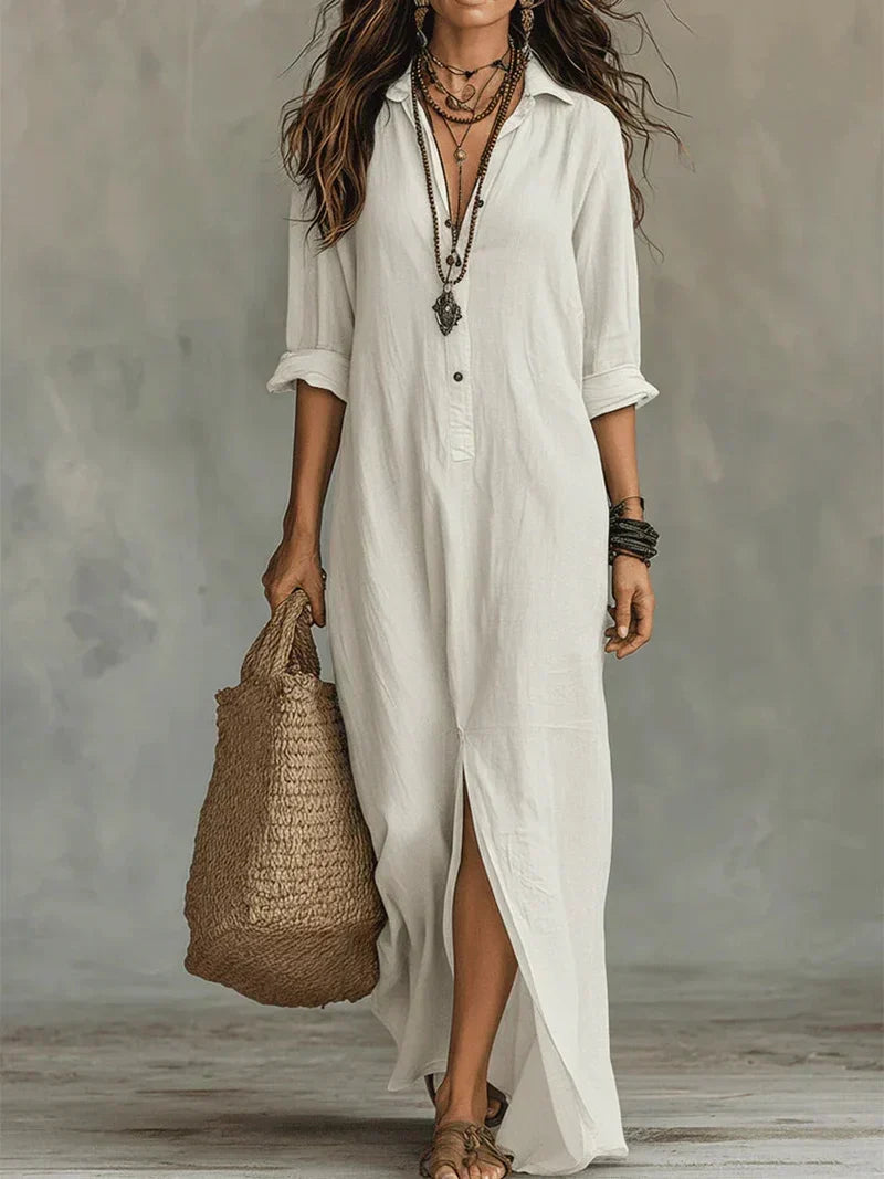 Robe Céline — robe maxi à coupe ample avec boutons