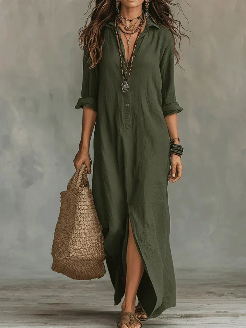 Robe Céline — robe maxi à coupe ample avec boutons