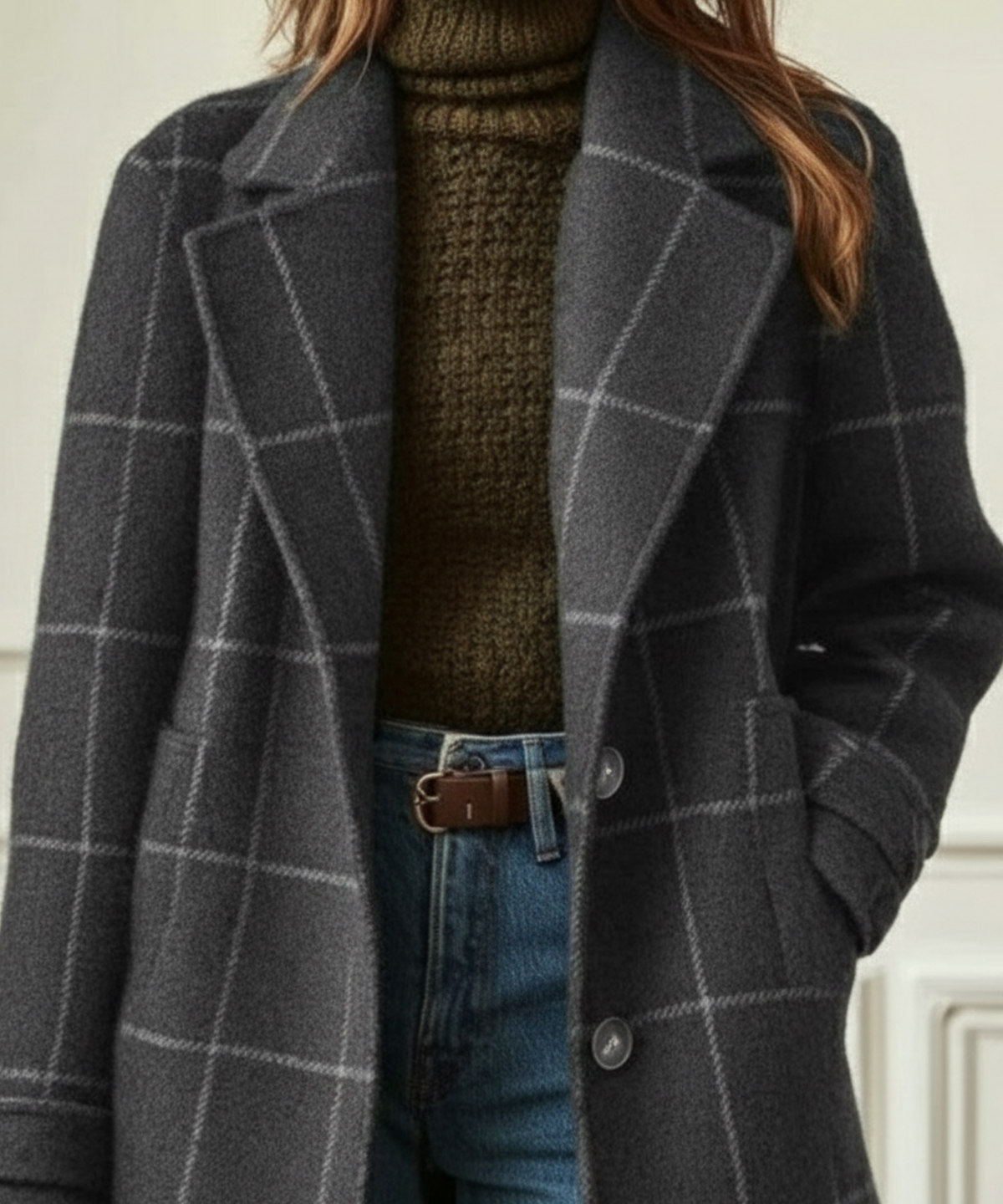 Manteau à carreaux en laine Jennifer