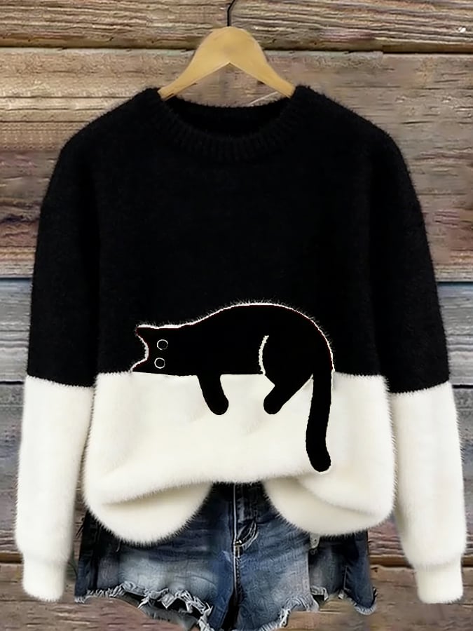 Christine | Pull oversize à imprimé chat
