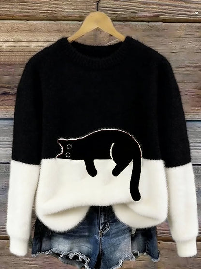 Christine | Pull oversize à imprimé chat