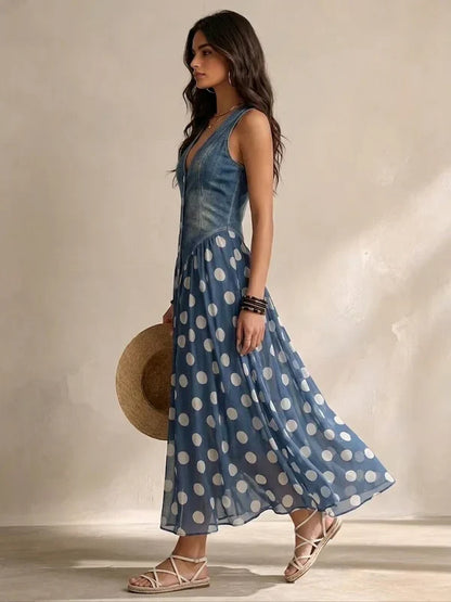 Milou | Robe en jean élégante à pois
