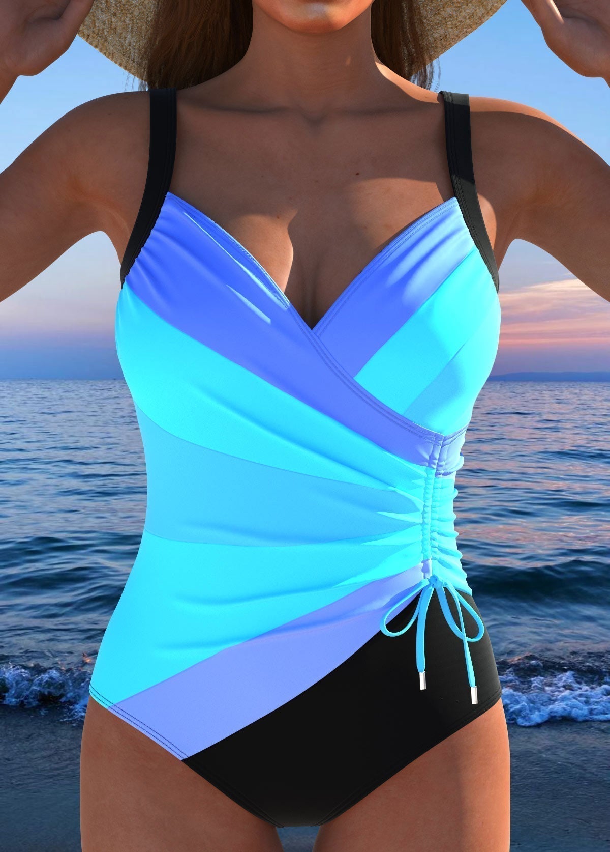 Odette | Maillot de bain de luxe à décolleté croisé et imprimé multicolore