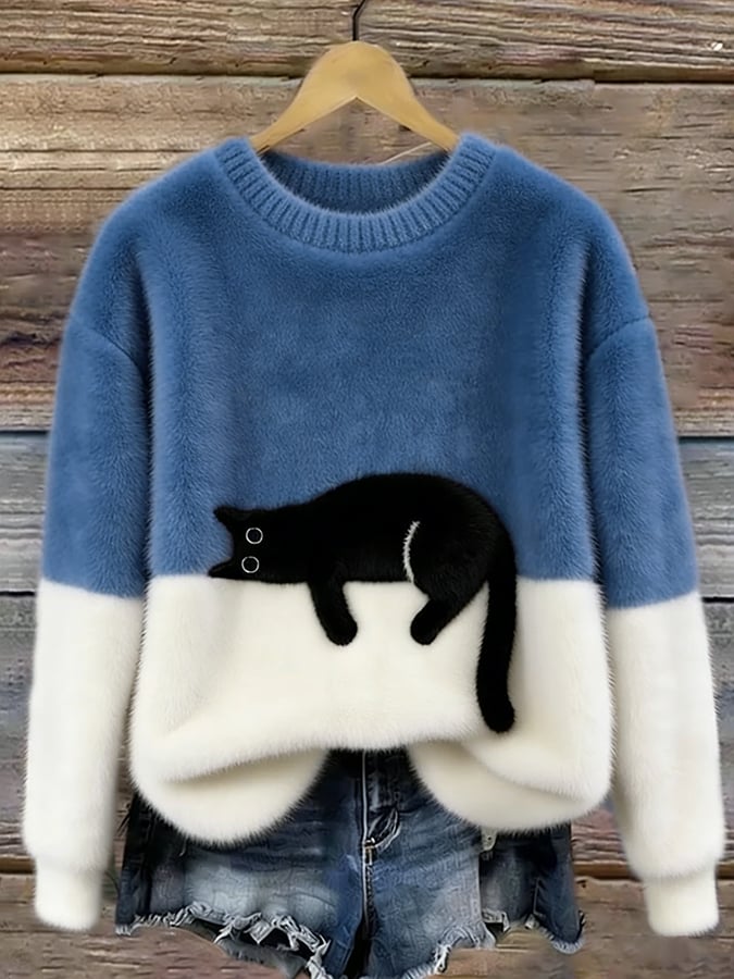 Christine | Pull oversize à imprimé chat