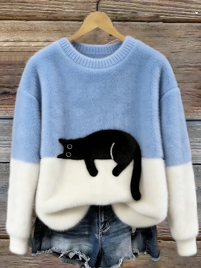 Christine | Pull oversize à imprimé chat