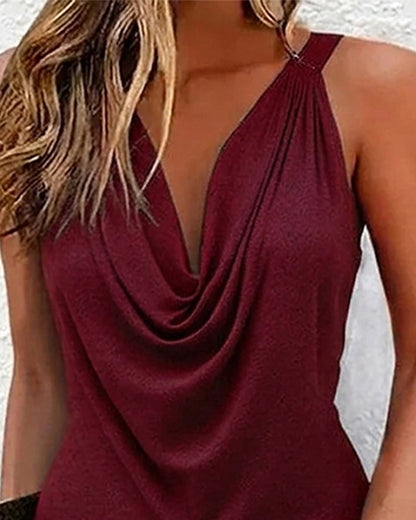 Annie | Robe décontractée à col drapé sans manches