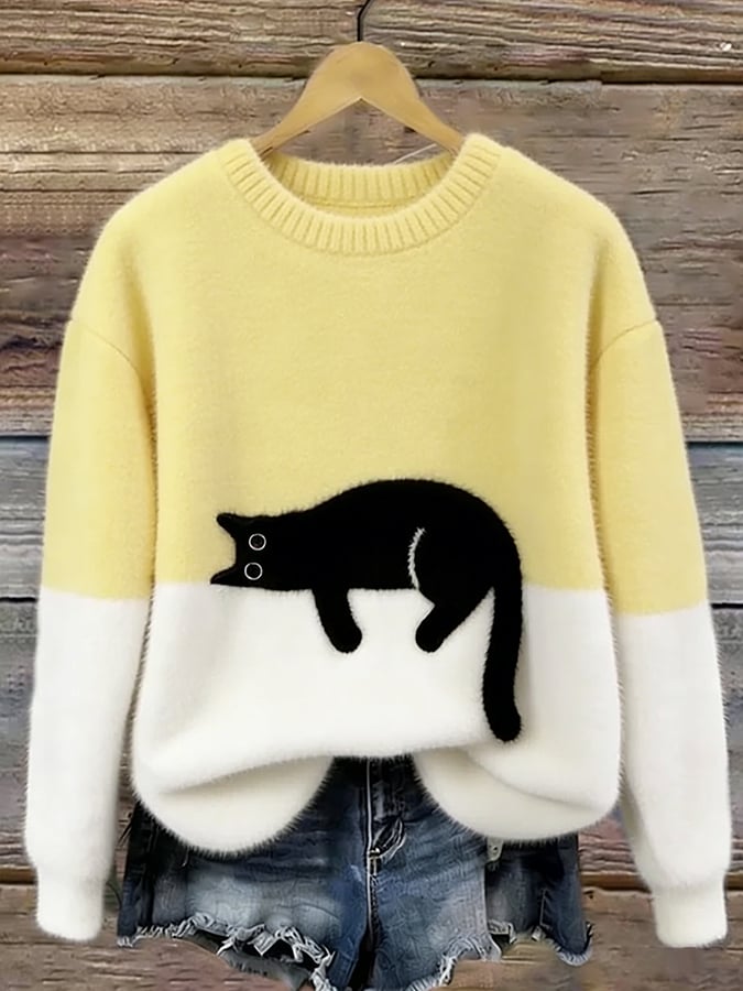 Christine | Pull oversize à imprimé chat