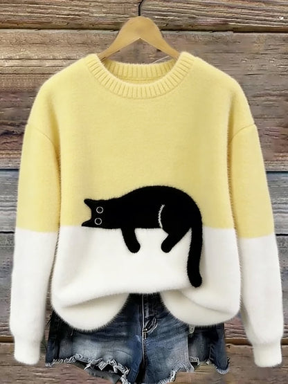 Christine | Pull oversize à imprimé chat