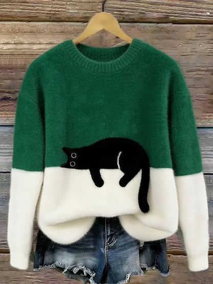 Christine | Pull oversize à imprimé chat