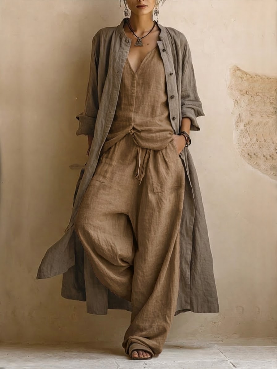 Completo Donatienne — gilet boho long en trois pièces