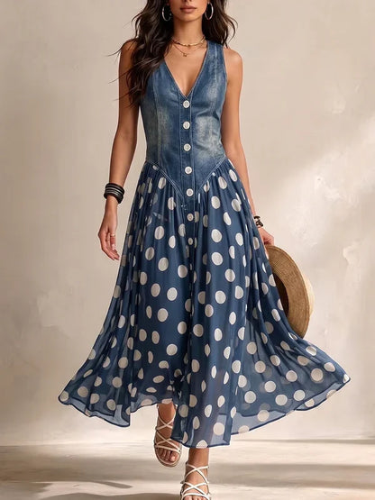 Milou | Robe en jean élégante à pois
