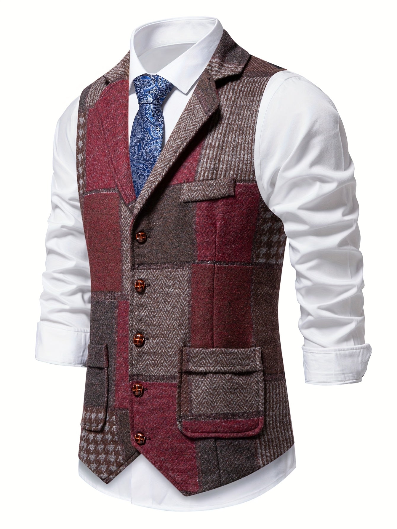 Laurent | Gilet en Tweed à Motif Chevron pour Homme