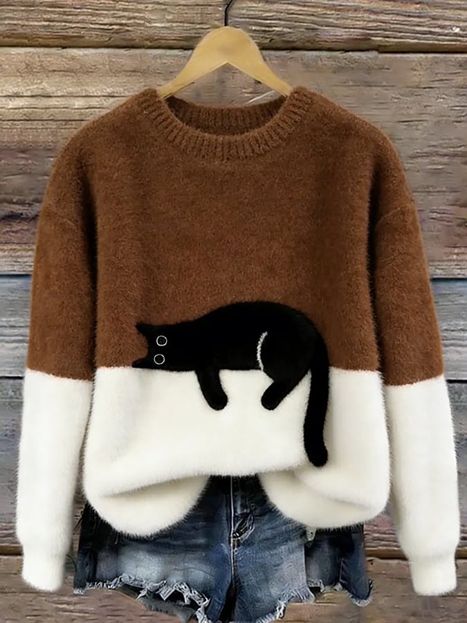 Christine | Pull oversize à imprimé chat