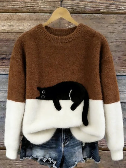 Christine | Pull oversize à imprimé chat