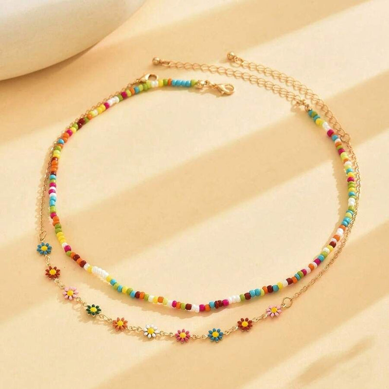 Collier Bohème En Perles Colorées