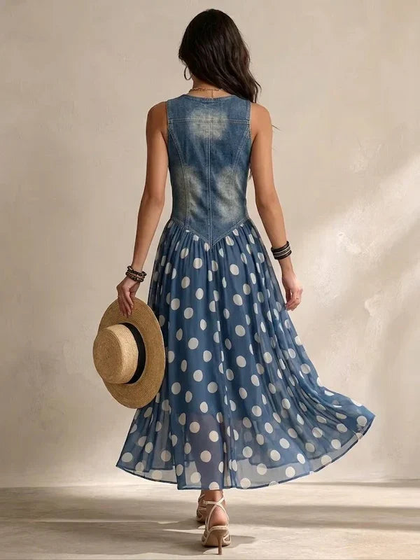 Milou | Robe en jean élégante à pois