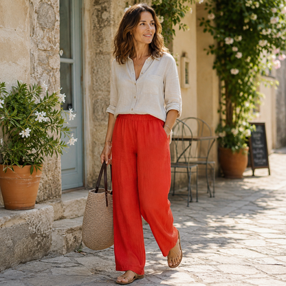 Éliane | Pantalon en lin à coupe décontractée
