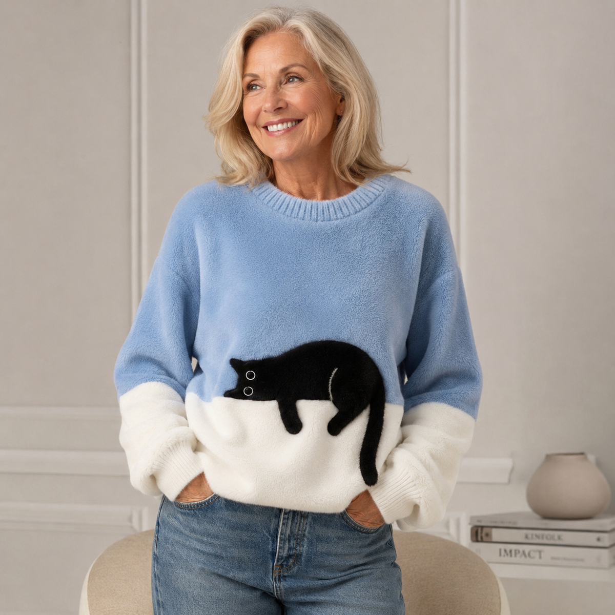 Christine | Pull oversize à imprimé chat