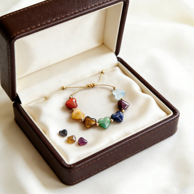 Bracelet Tressé Cœurs Colorés
