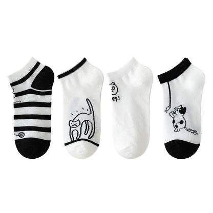 Lot De 4 Paires De Chaussettes À Imprimé Chat