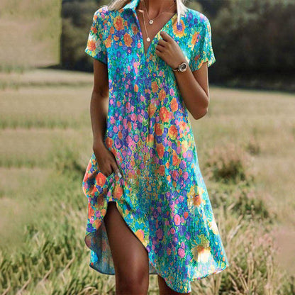 Claudine | Robe d'été fleurie à manches courtes