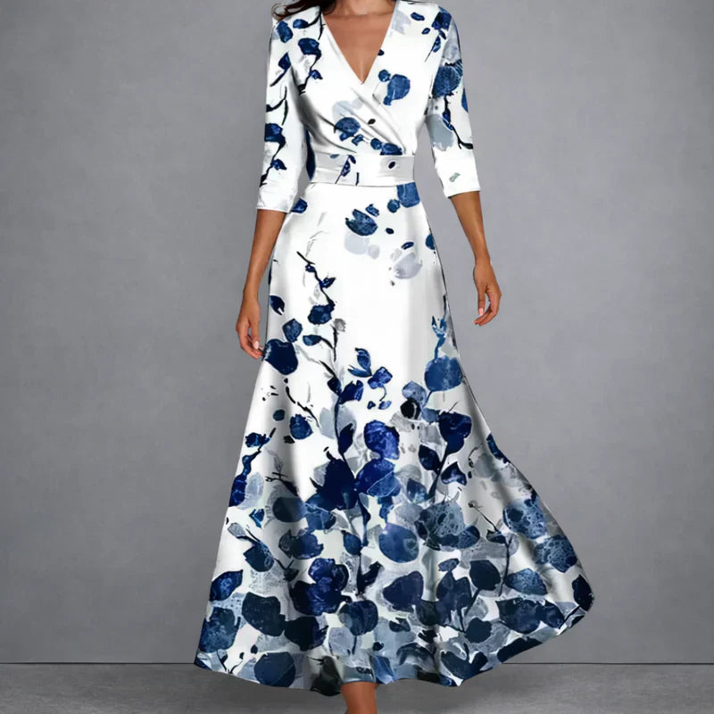 Eleonore| Robe maxi fleurie sculptante pour femme