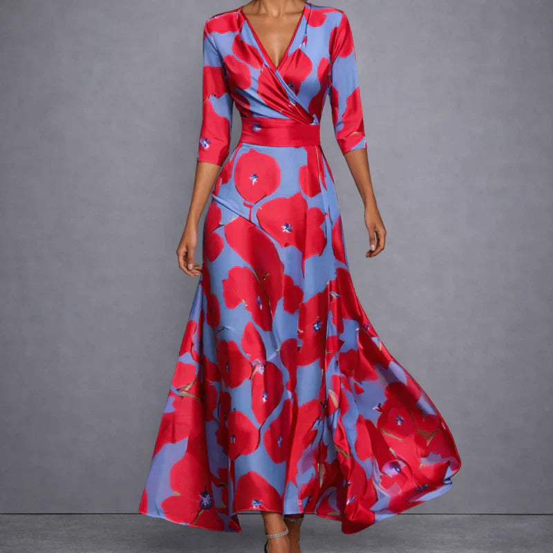 Eleonore| Robe maxi fleurie sculptante pour femme